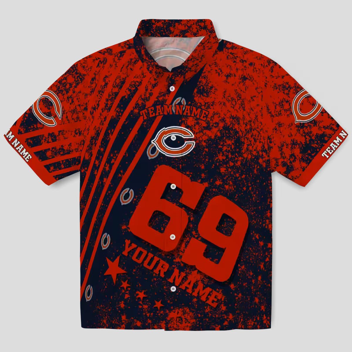 Custom Chicago Bears Blue Hawaiian Shirt – Star Stripes Button Up Aloha Shirt for Summer