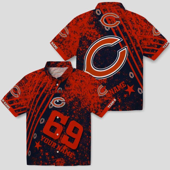 Custom Chicago Bears Blue Hawaiian Shirt – Star Stripes Button Up Aloha Shirt for Summer