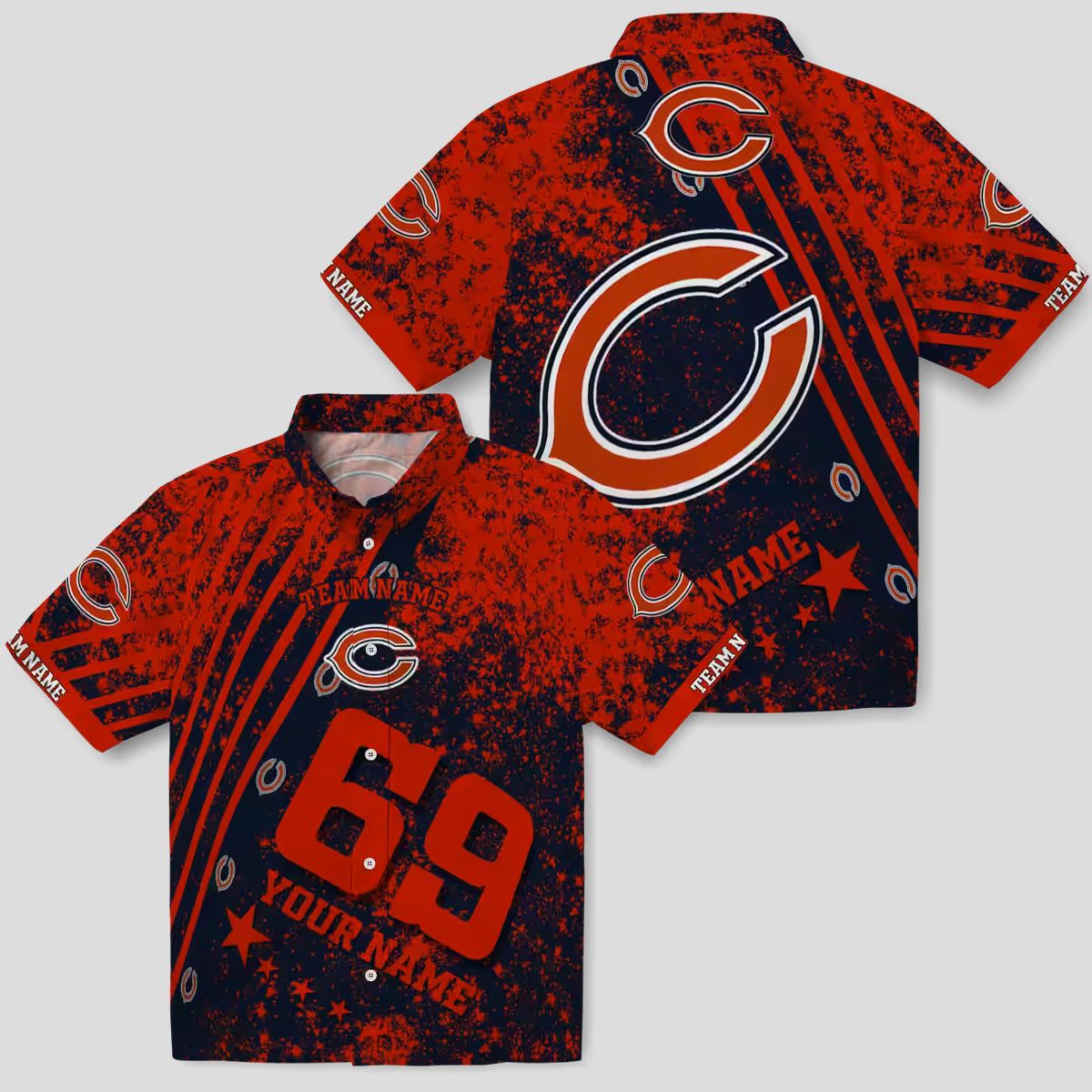 Custom Chicago Bears Blue Hawaiian Shirt – Star Stripes Button Up Aloha Shirt for Summer