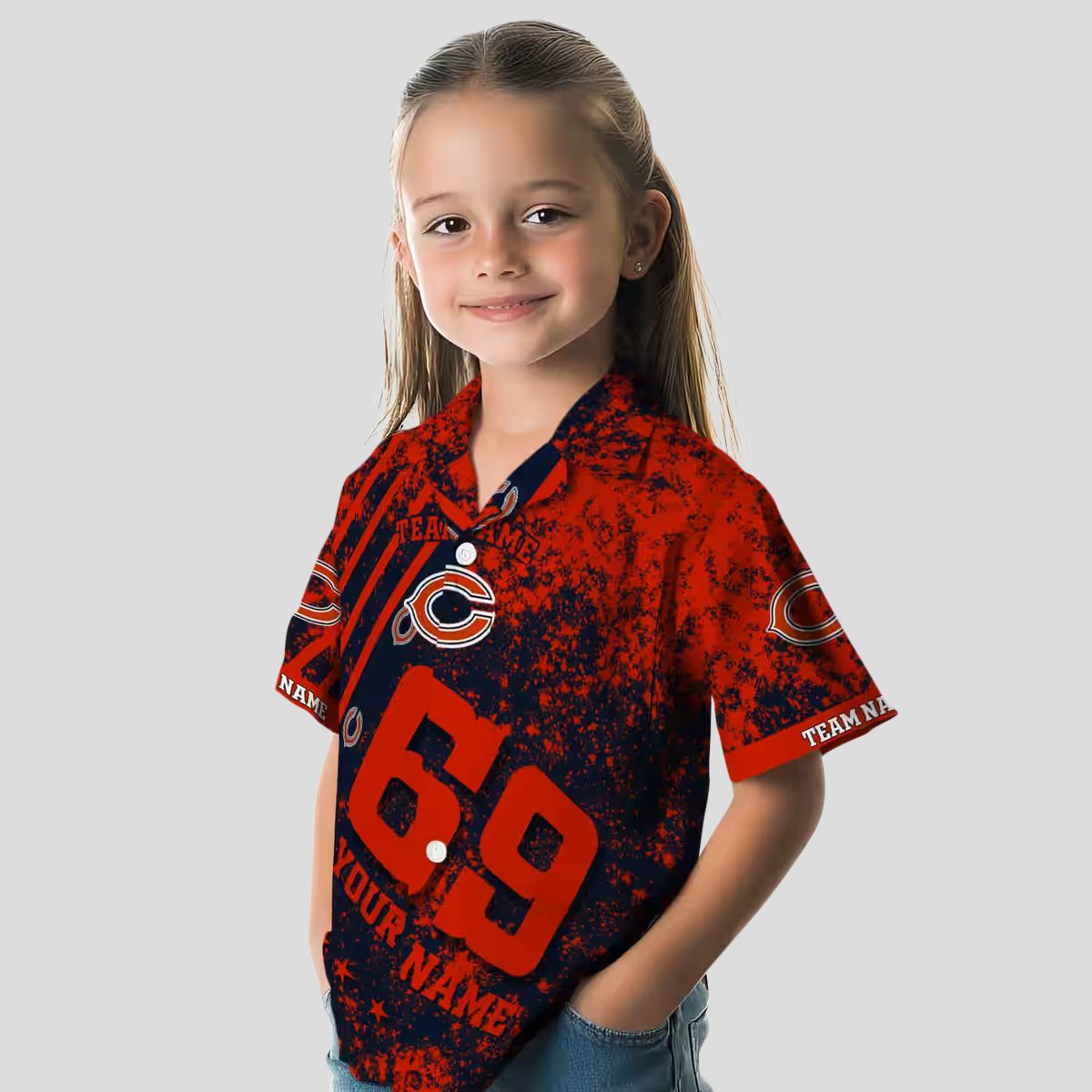 Custom Chicago Bears Blue Hawaiian Shirt – Star Stripes Button Up Aloha Shirt for Summer