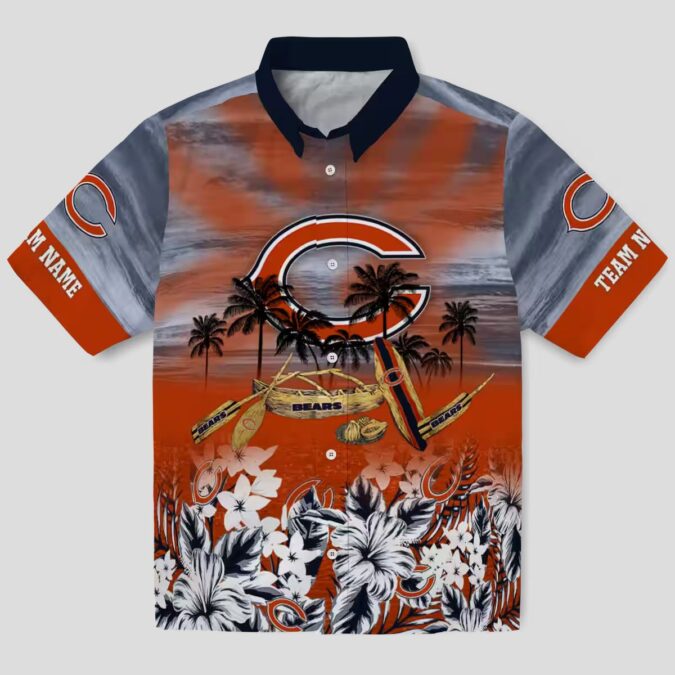Custom Chicago Bears Hawaiian Shirt – Tropical Canoe Blue Aloha Shirt for NFL Fans