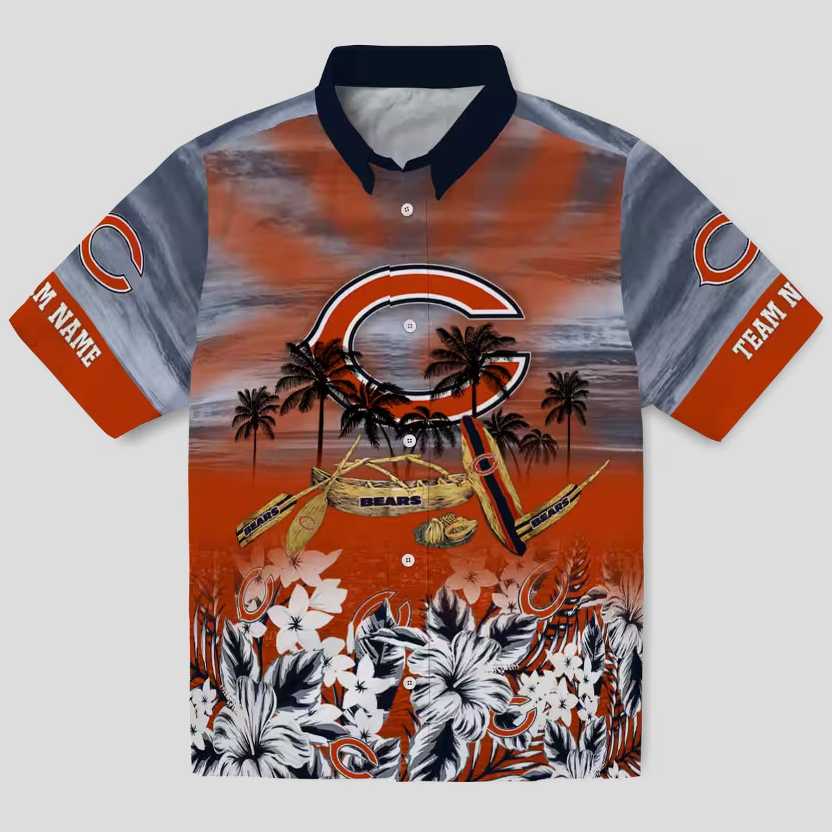 Custom Chicago Bears Hawaiian Shirt – Tropical Canoe Blue Aloha Shirt for NFL Fans