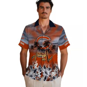 Custom Chicago Bears Hawaiian Shirt – Tropical Canoe Blue Aloha Shirt for NFL Fans