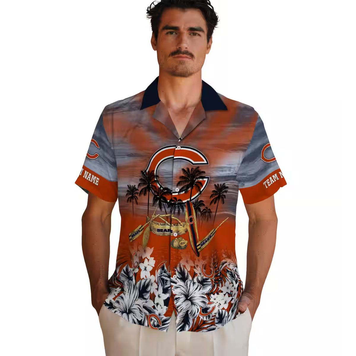 Custom Chicago Bears Hawaiian Shirt – Tropical Canoe Blue Aloha Shirt for NFL Fans