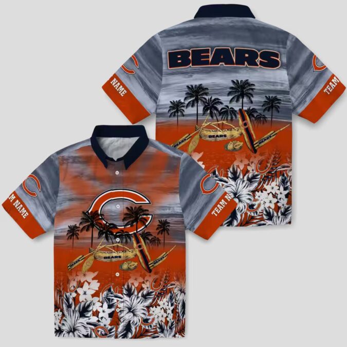 Custom Chicago Bears Hawaiian Shirt – Tropical Canoe Blue Aloha Shirt for NFL Fans