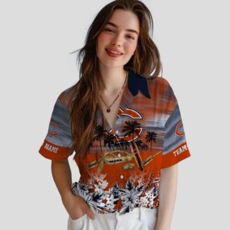 Custom Chicago Bears Hawaiian Shirt – Tropical Canoe Blue Aloha Shirt for NFL Fans