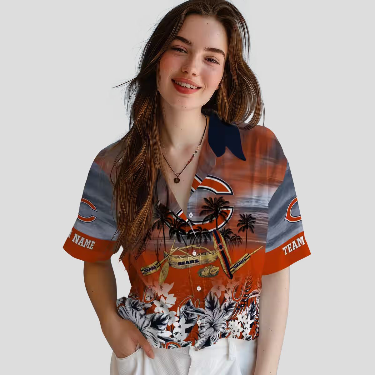 Custom Chicago Bears Hawaiian Shirt – Tropical Canoe Blue Aloha Shirt for NFL Fans