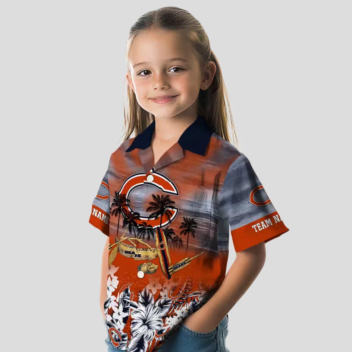 Custom Chicago Bears Hawaiian Shirt – Tropical Canoe Blue Aloha Shirt for NFL Fans