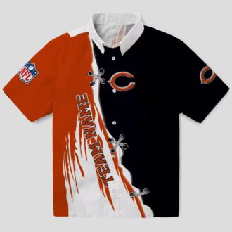 Custom Chicago Bears Tropical Summer Hawaiian Shirt – Edgy Streaks Blue White Outfit