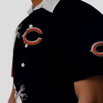 Custom Chicago Bears Tropical Summer Hawaiian Shirt – Edgy Streaks Blue White Outfit