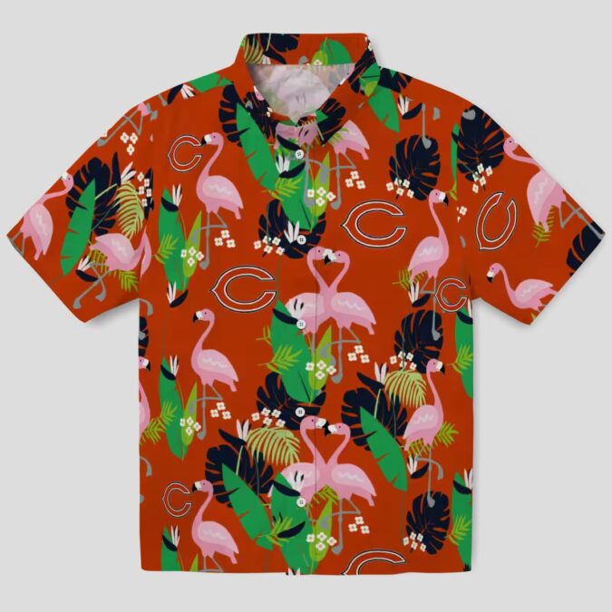 Green and Blue Flamingo Foliage Hawaiian Shirt for Chicago Bears Fans