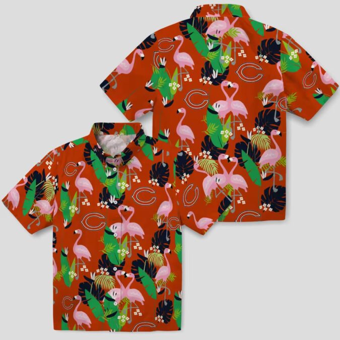 Green and Blue Flamingo Foliage Hawaiian Shirt for Chicago Bears Fans