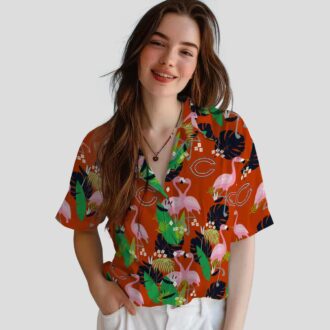 Green and Blue Flamingo Foliage Hawaiian Shirt for Chicago Bears Fans