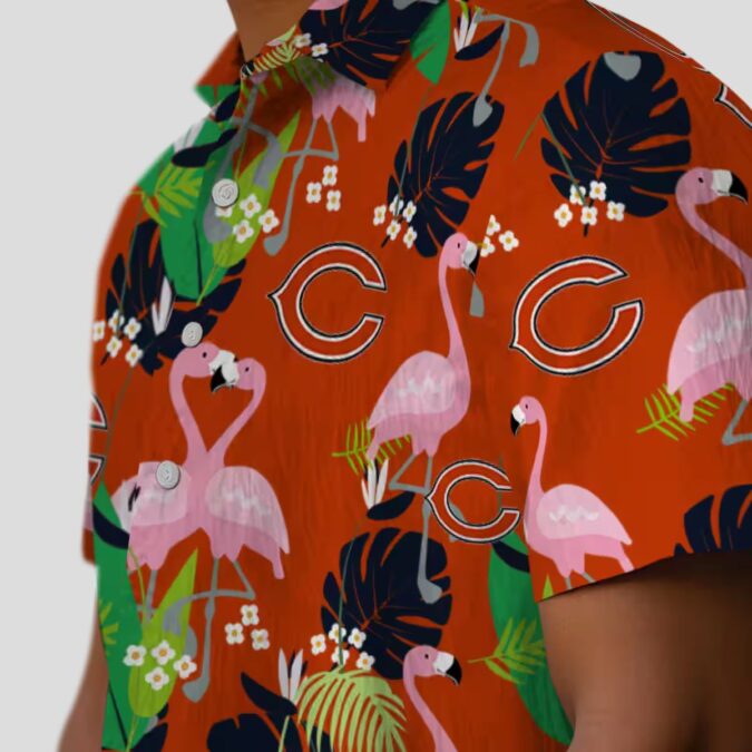 Green and Blue Flamingo Foliage Hawaiian Shirt for Chicago Bears Fans