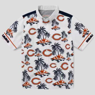 Men's Chicago Bears Hawaiian Shirt – Tropical Palm Island Print Blue White NFL Apparel
