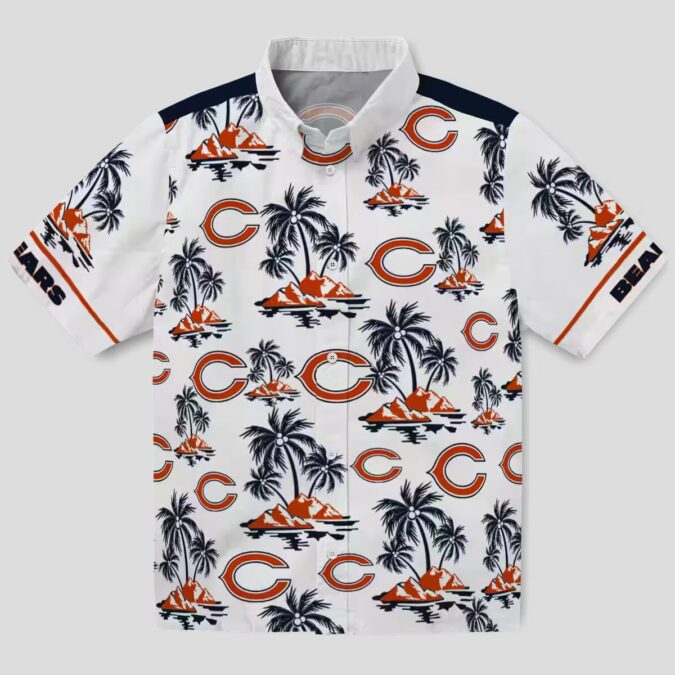 Men's Chicago Bears Hawaiian Shirt – Tropical Palm Island Print Blue White NFL Apparel