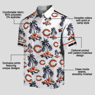 Men's Chicago Bears Hawaiian Shirt – Tropical Palm Island Print Blue White NFL Apparel