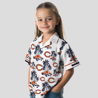 Men's Chicago Bears Hawaiian Shirt – Tropical Palm Island Print Blue White NFL Apparel