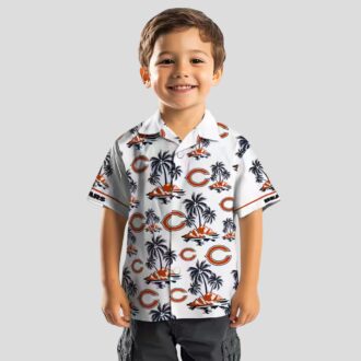 Men's Chicago Bears Hawaiian Shirt – Tropical Palm Island Print Blue White NFL Apparel