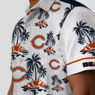 Men's Chicago Bears Hawaiian Shirt – Tropical Palm Island Print Blue White NFL Apparel