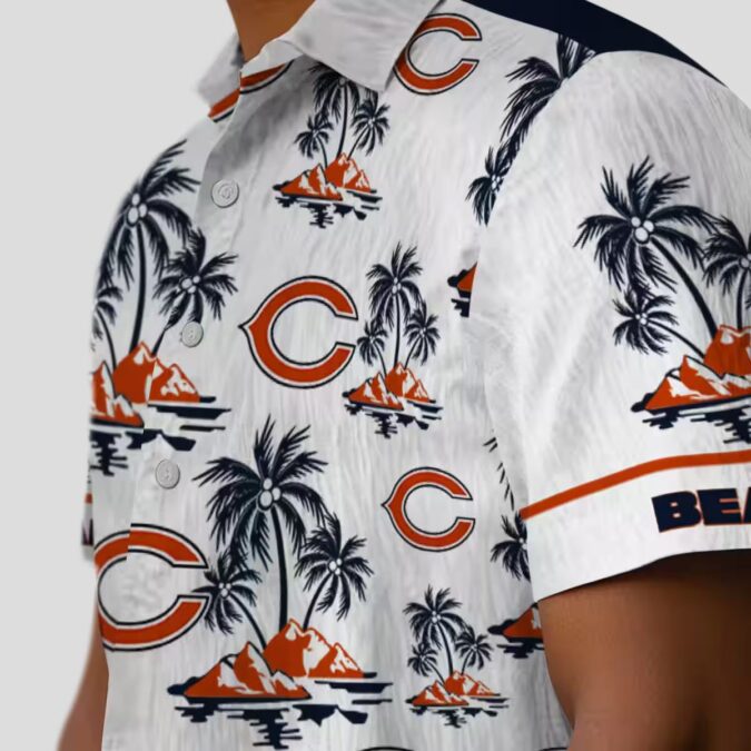 Men's Chicago Bears Hawaiian Shirt – Tropical Palm Island Print Blue White NFL Apparel