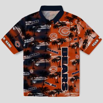Men's Tropical Chicago Bears Hawaiian Shirt – Palm Silhouettes Blue Button Up