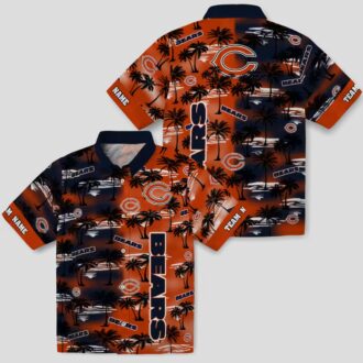 Men's Tropical Chicago Bears Hawaiian Shirt – Palm Silhouettes Blue Button Up