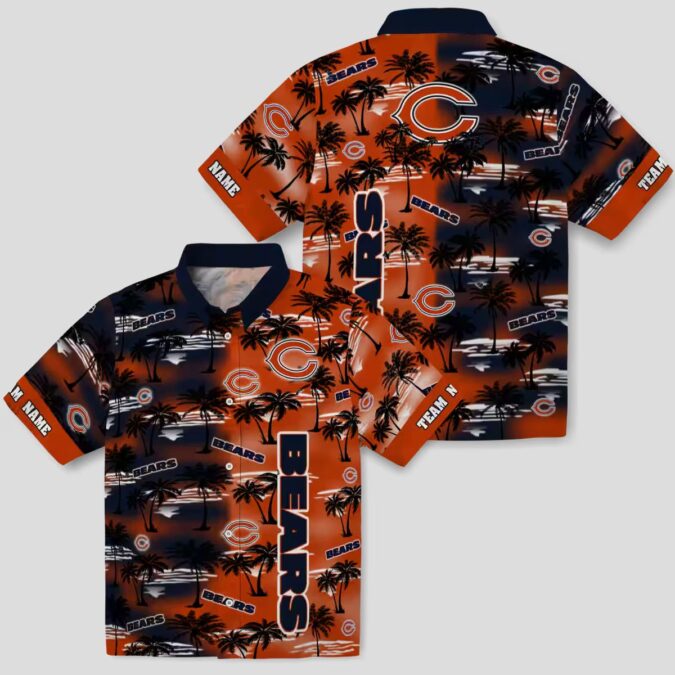 Men's Tropical Chicago Bears Hawaiian Shirt – Palm Silhouettes Blue Button Up