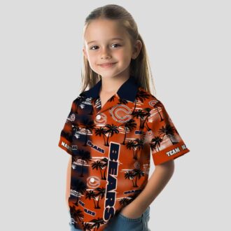 Men's Tropical Chicago Bears Hawaiian Shirt – Palm Silhouettes Blue Button Up