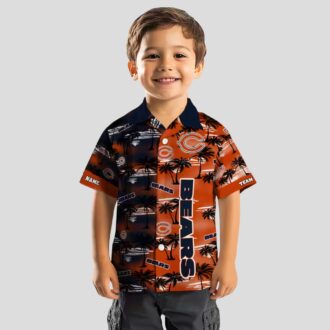 Men's Tropical Chicago Bears Hawaiian Shirt – Palm Silhouettes Blue Button Up