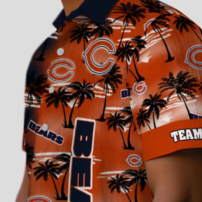 Men's Tropical Chicago Bears Hawaiian Shirt – Palm Silhouettes Blue Button Up