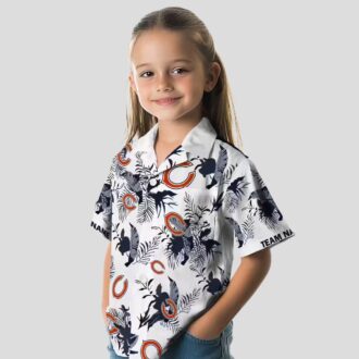 NFL Chicago Bears Blue White Hawaiian Shirt – Botanical Print Button Up for Summer