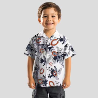 NFL Chicago Bears Blue White Hawaiian Shirt – Botanical Print Button Up for Summer