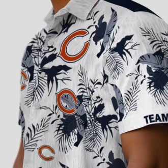NFL Chicago Bears Blue White Hawaiian Shirt – Botanical Print Button Up for Summer