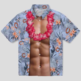 NFL Chicago Bears Funny Hawaiian Shirt – Chest Illusion Blue Aloha Shirt for Summer