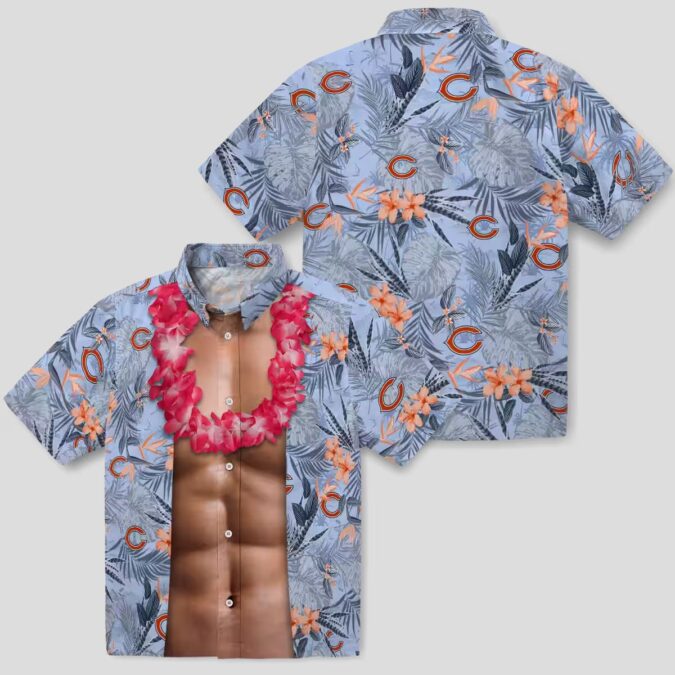 NFL Chicago Bears Funny Hawaiian Shirt – Chest Illusion Blue Aloha Shirt for Summer