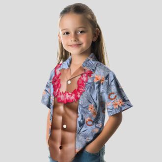 NFL Chicago Bears Funny Hawaiian Shirt – Chest Illusion Blue Aloha Shirt for Summer