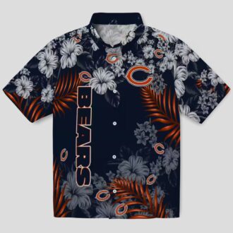 NFL Chicago Bears Hawaiian Shirt – Blue Hibiscus Print Aloha Shirt for Men