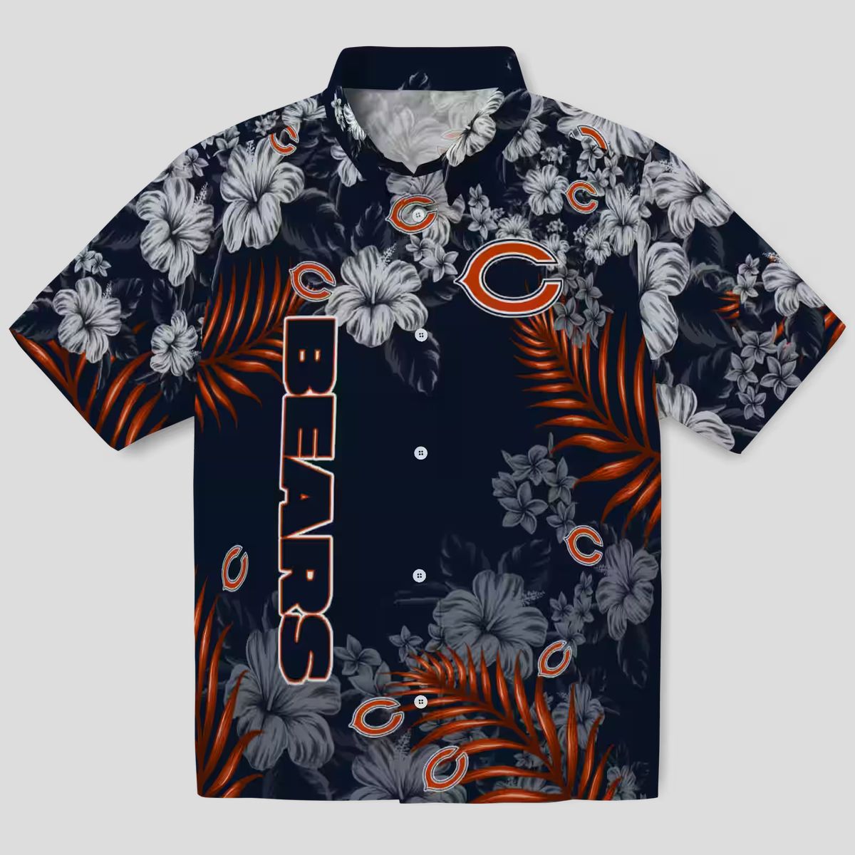 NFL Chicago Bears Hawaiian Shirt – Blue Hibiscus Print Aloha Shirt for Men