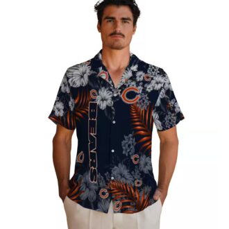 NFL Chicago Bears Hawaiian Shirt – Blue Hibiscus Print Aloha Shirt for Men
