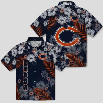 NFL Chicago Bears Hawaiian Shirt – Blue Hibiscus Print Aloha Shirt for Men