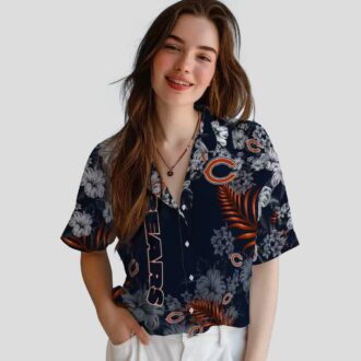 NFL Chicago Bears Hawaiian Shirt – Blue Hibiscus Print Aloha Shirt for Men