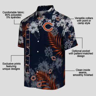 NFL Chicago Bears Hawaiian Shirt – Blue Hibiscus Print Aloha Shirt for Men