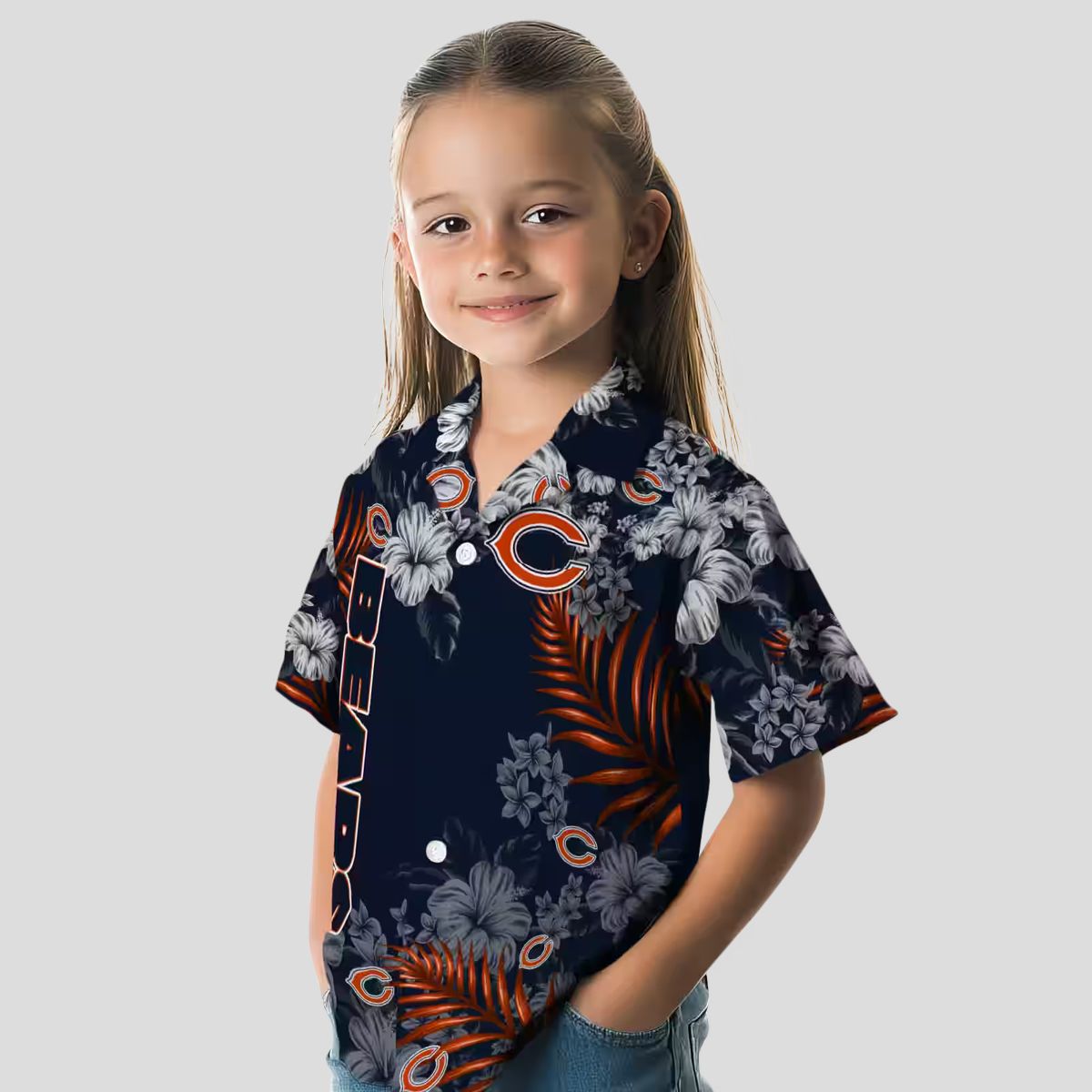 NFL Chicago Bears Hawaiian Shirt – Blue Hibiscus Print Aloha Shirt for Men