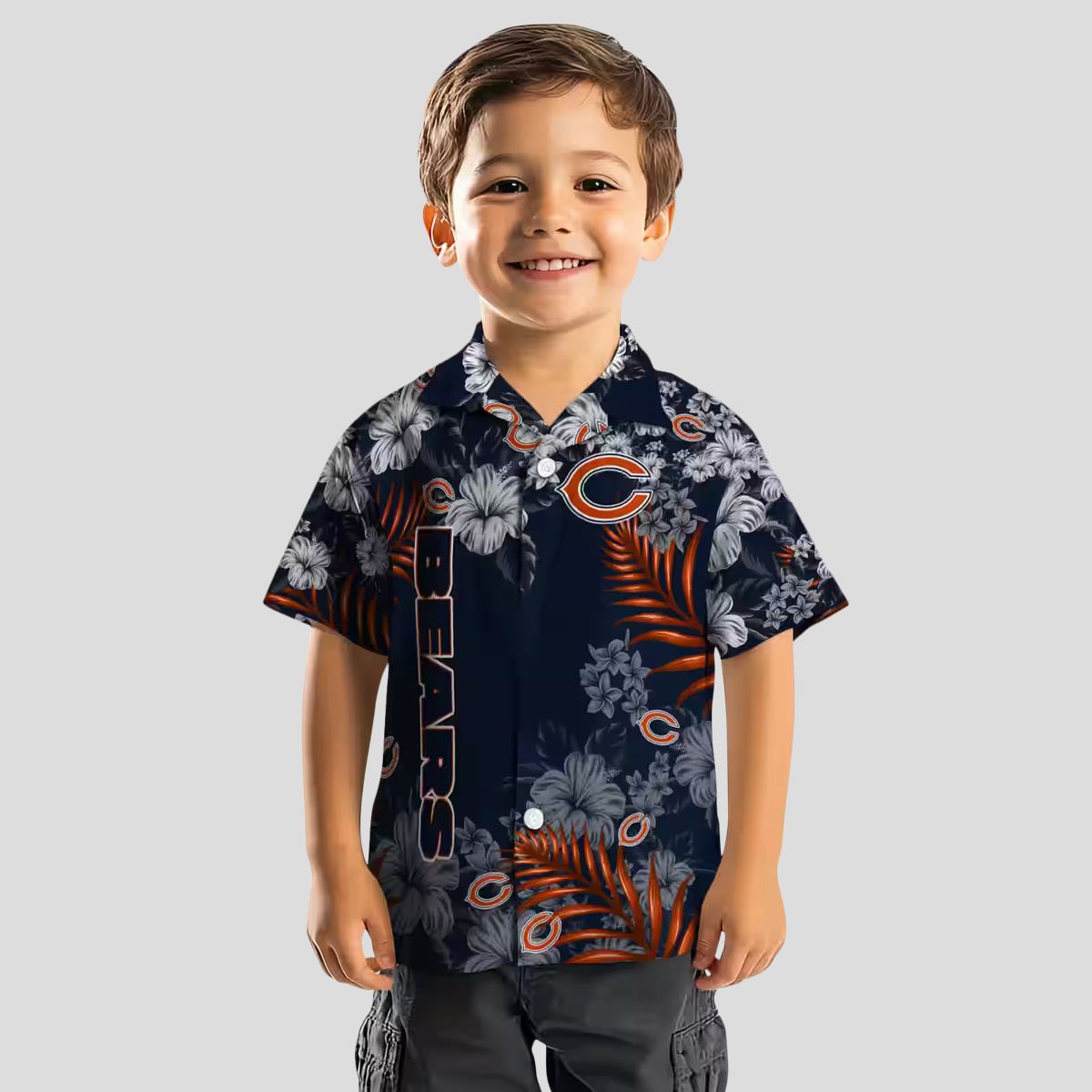 NFL Chicago Bears Hawaiian Shirt – Blue Hibiscus Print Aloha Shirt for Men