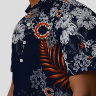 NFL Chicago Bears Hawaiian Shirt – Blue Hibiscus Print Aloha Shirt for Men