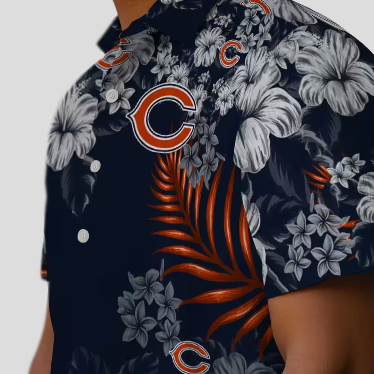 NFL Chicago Bears Hawaiian Shirt – Blue Hibiscus Print Aloha Shirt for Men