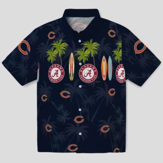 NFL Fans Chicago Bears Blue Hawaiian Shirt - Surfboard Palm Print