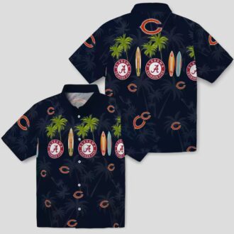 NFL Fans Chicago Bears Blue Hawaiian Shirt - Surfboard Palm Print