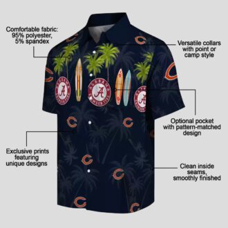 NFL Fans Chicago Bears Blue Hawaiian Shirt - Surfboard Palm Print